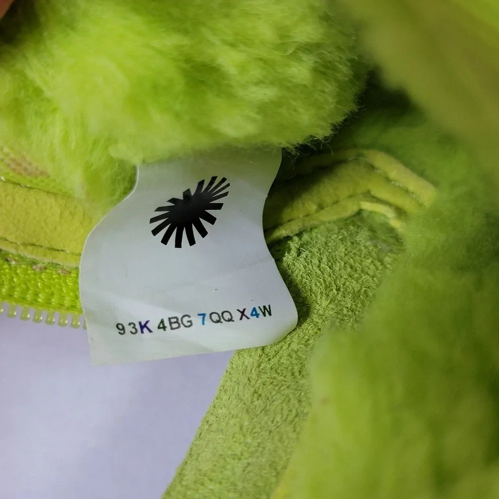 UGG Toddler Neumel II Boots Size 9T Neon Lime Green Sulphur Suede Lace Up Zip‎